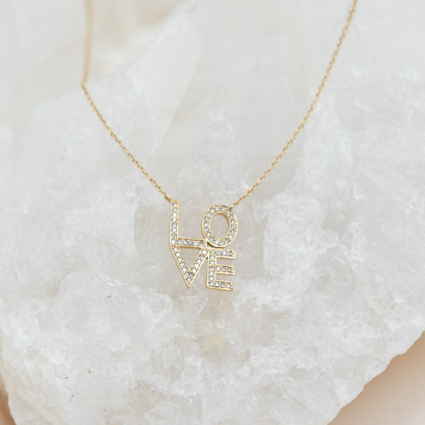 Diamond & 14k Love Necklace