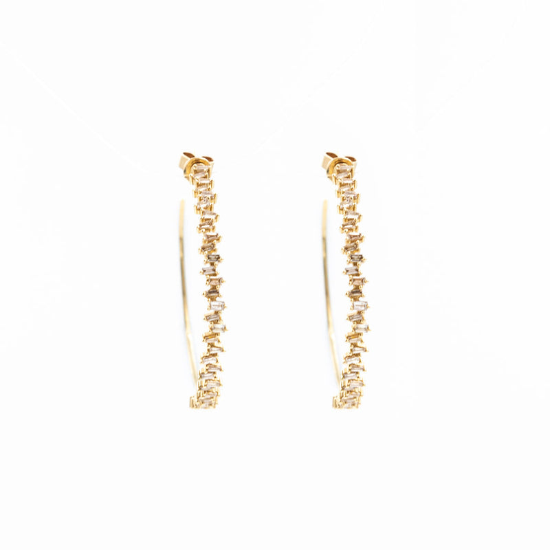 Diamond Baguette Hoops